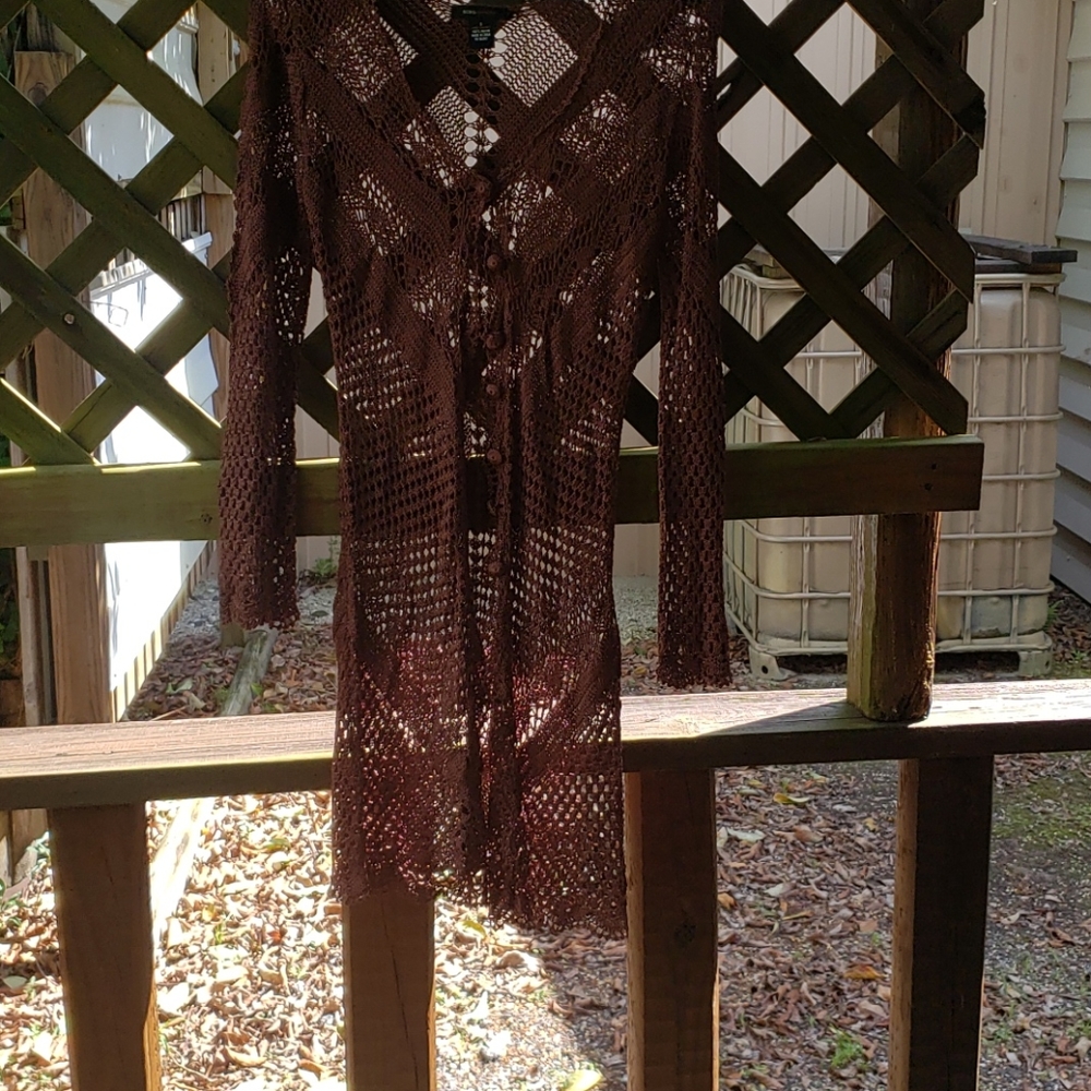 Ladies open airy crochet sweater